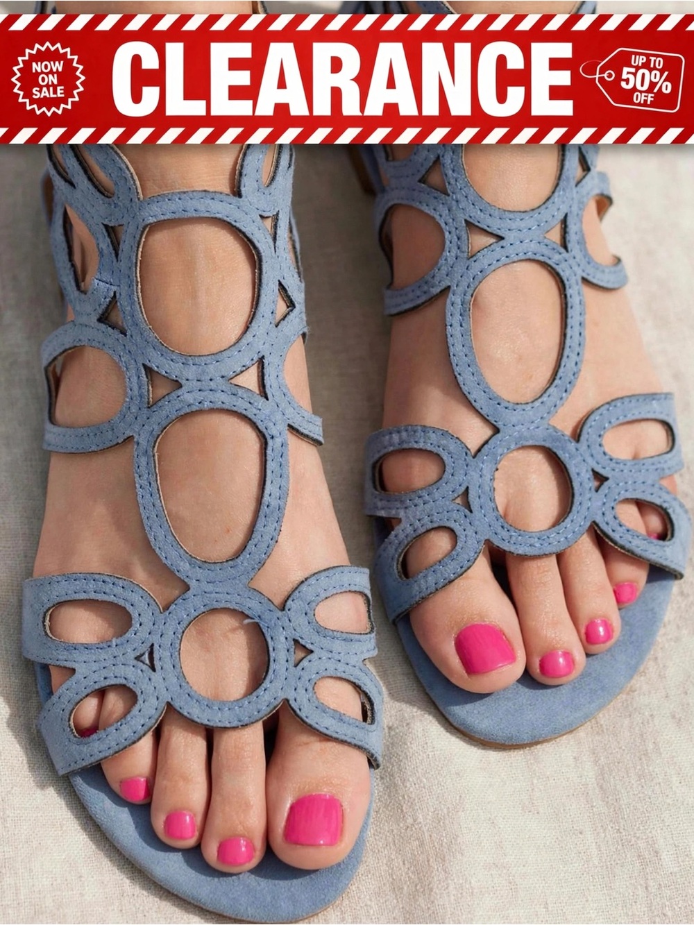 LC Lauren Conrad  Blue and Tan Strappy Leather Sandals